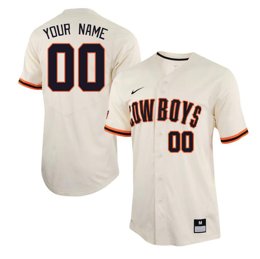 Custom Oklahoma State Cowboys Name And Number College Baseball Jerseys Stitched-Cream